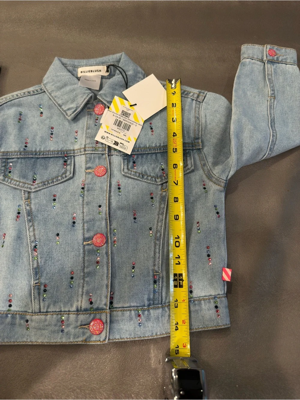 Billieblush Light Blue Denim Jacket with Multicolor Embroidery